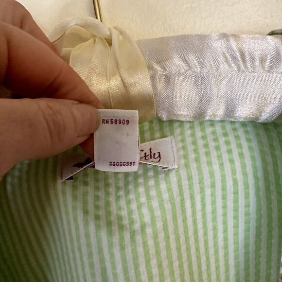 Go Softly Womens Striped MuMu Housedress Small Maxi Short Sleeve Green Pink Zip - Picture 3 of 8